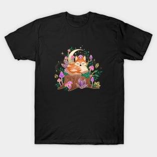 Mushroom & Crystal Sleeping Fox T-Shirt